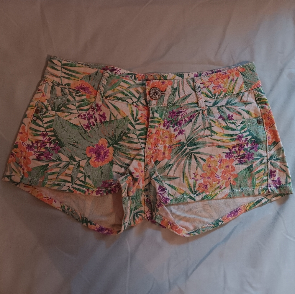 Tropical Denim Shorts